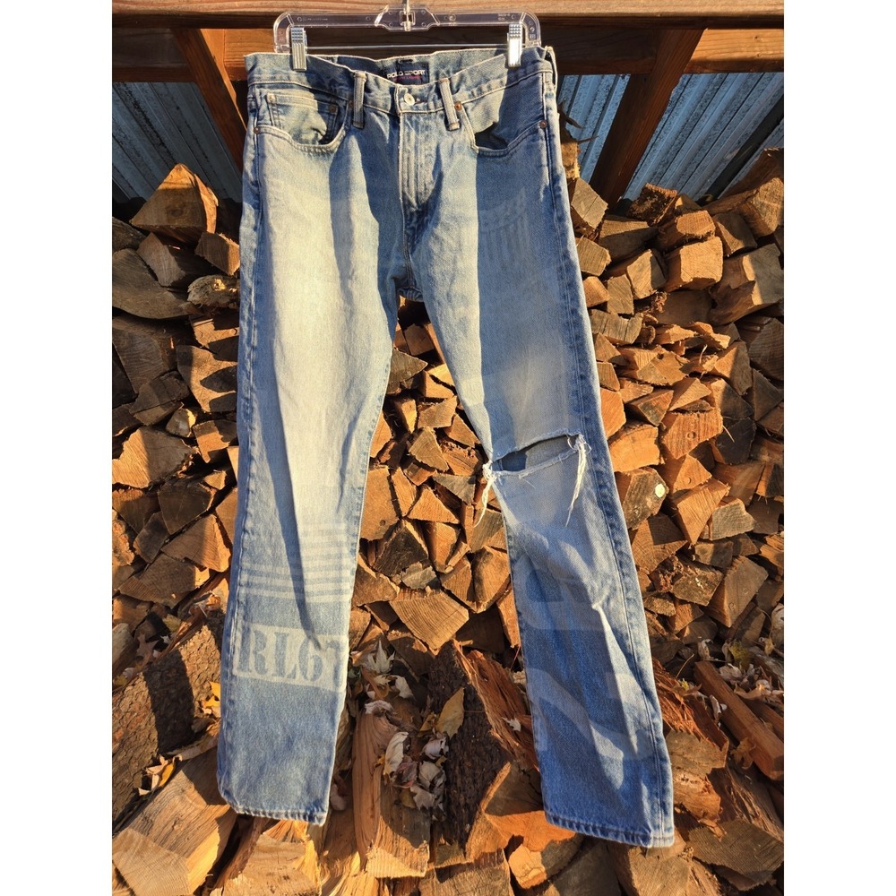 Ralph Lauren Polo Sport‎ 1992 Varick Slim Straight Distressed Jeans Men's 32x32